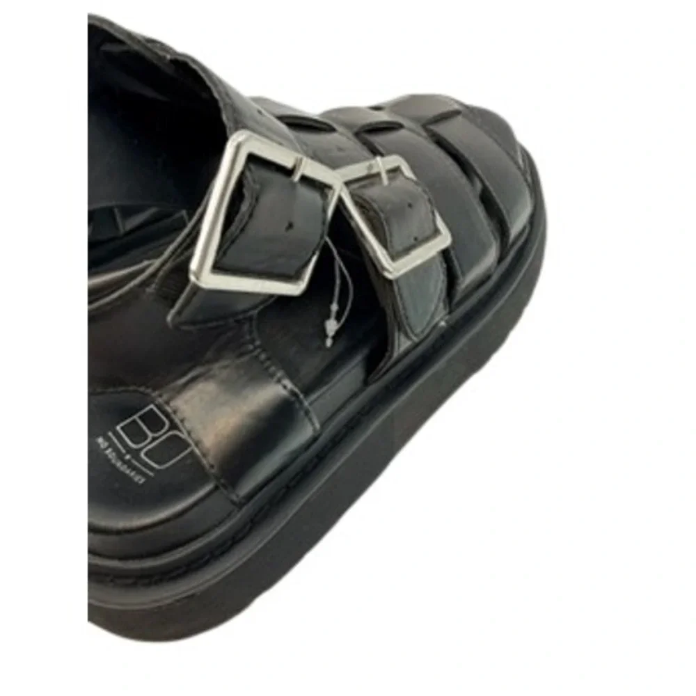 No Boundaries Womens Black Fisherman Sandals Platform Caged‎ Straps Size 9